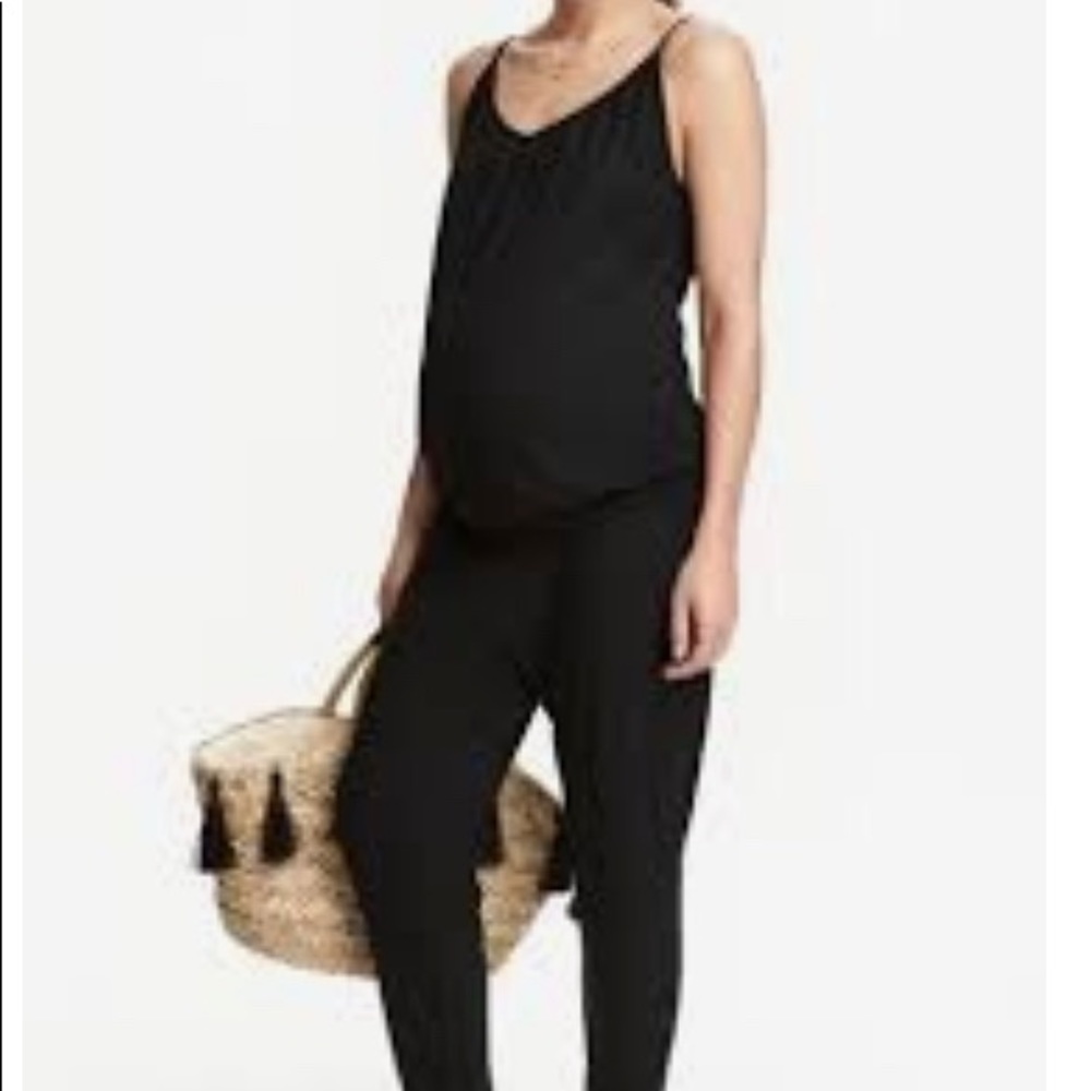 H&M Mama Maternity Black Jersey Knit Jumpsuit | Small | Excellent Condition